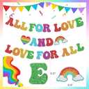 Party Inspo Pride Banner - Rainbow Pride Month Decorations for LGBTQ+ Party, All for Love and Love for ALL Banner for Gay and Lesbian Celebrations