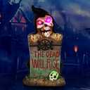 Solar Halloween Decoration Graveyard Tombstone Solar Garden Lights Resin Material for Halloween Party Decorations Outdoor Lawn Walkway Decor-Hat