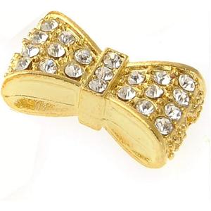 RUBYCA 30pcs Metal Cute Bow-Knot Connector Beads Crystal Inlay DIY Jewelry Making Bracelet Gold Tone