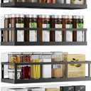 Spice Rack Wall Mounted, 4 Pack Pantry Door Organizer & Hanging Storage Baskets Organizer Wall Mount, Large Capacity Metal Spice Shelf for Kitchen Cabinet, Bathroom, Shower, Home Decor (Black)