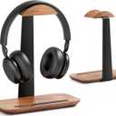 UPERGO Walnut Headphone Stand, Wood Headset Stand for Desk, Universal Headphone Holder with Storage Base for Gaming, Airpod max, Bose,Razer