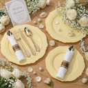 Liacere 350PCS Yellow Plates - Yellow Disposable Plastic Plates With Gold Rim-50Guest Plastic Dinnerware include 100 Plates,50 Pack Pre Rolled Napkins with Silverware 50Cups for WeddingMother's Day