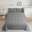 Grey Plaid Comforter Set Buffalo Check Plaid Bedding Set Classic Gingham Pattern Bedding Home Decor Modern Simple Style Comforter Twin Size Quilted Duvet Set 1 Comforter with 1 Pillowcase
