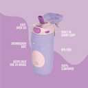 Ello Ellies 12oz Vacuum Insulated Stainless Steel Kids Water Bottle with Straw and Built-in Carrying Handle and Leak-Proof Locking Lid for School Backpack, Lunchbox and Outdoor Sports, Cat