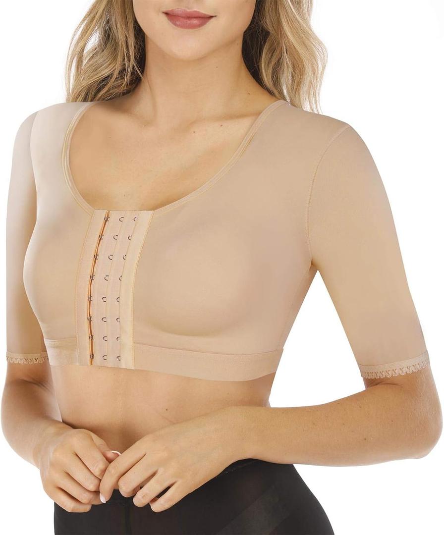 BRABIC Shaper Tops for Women Arm Compression Post Surgery Front Closure Bra Tank Top Shapewear (Beige) M