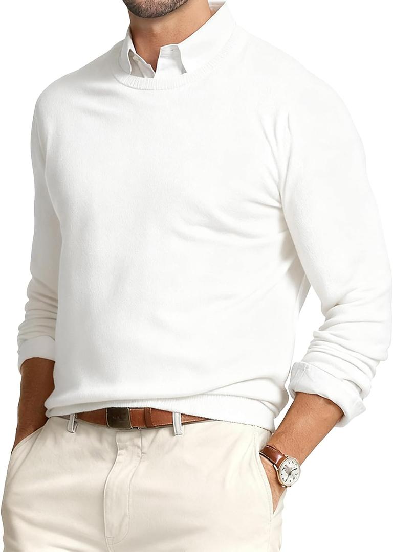 JMIERR Men's Wool Blend Sweaters Classic Crew Neck Casual Old Money Fall Sweaters