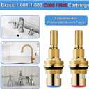 Brass 1-001 & Brass 1-002 Ceramic Valve Cartridge, Compatible with Cold widespread Cartridge and Hot widespread Cartridge, Brass Construction, include Brass 1-001 & Brass 1-002