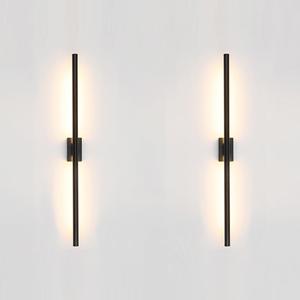 Only Suitable for Small Junction Box Set of 2 Hardwired Dimmable Long Black Tube Wall Sconce Linear Vanity Wall Light for Bathroom Bedroom Living Room Hallway (2 Pack, 32'', Black, Dimmable)