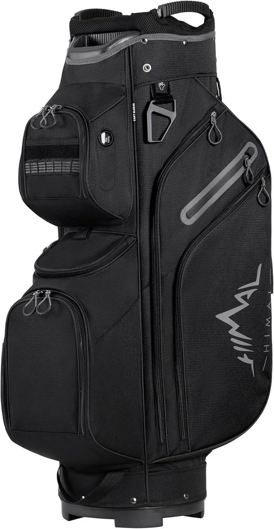 Golf Cart Bag, 15 Way Organizer Divider Top with Handles and Rain Cover (Black)