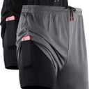 NELEUS Men's 2 in 1 Running Shorts with Liner,Dry Fit Workout Shorts with Pockets (X-Large, 6070 Black/Grey,2 Pack)