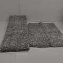 Yimobra Fluffy Bath Rug Set,Shaggy Soft Non Slip Bathroom Rugs, Machine Washable,Thick Bathroom Floor Rugs for Shower Bath Mat,Water Absorbent, 24x17+32x20 Inches, Light Gray and White