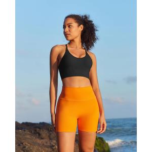 RUNNING GIRL Sport Bra for Women,Sexy Crisscross Back Seamless Supportive Sport Bra Medium Support with Removable Pads (Black, S)
