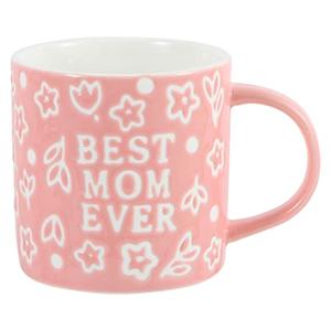 Tergi Mothers Day Gifts - Best Mom Ever Mug Gifts for Mom - Floral Embossed Pattern Ceramic Coffee Mug 13.5OZ