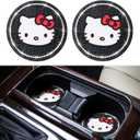2PCS Cute Kitty Cup Holder Coasters, Black Silicone Anti-Slip Car Coasters,Cup Pads for Home Office,Universal 2.75 Inch