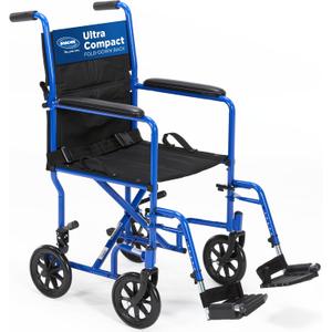 Invacare Transport Wheelchair for Adults, Compact Lightweight Wheel Chair with Foldable Backrest, 19in Seat with Seatbelt, Swing-Away Footrests, Portable Steel Travel Transfer Chair