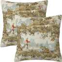 Farmhouse Rustic Vintage Throw Pillow Covers 18x18 Inch Set of 2 Country Home Decor Retro Pillow Case Fishing and Hunting Pattern Cushion Cover for Indoor Outdoor Sofa Bed Living Room