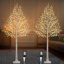 6FT Lighted Twig Birch Tree with Fairy Lights, 260 LED Birch Tree Lights with Timer for Indoor Outdoor Home Bedroom Party Christmas Decoration, Plug in, 2Pack