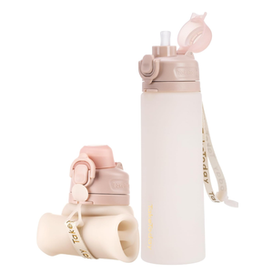 Collapsible Water Bottles 20oz, Leak Proof, BPA-Free, Foldable Silicone Travel Water Bottle with Straw Strap for Cycling, Hiking, Outdoors