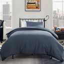 SLEEP ZONE Duvet Cover Twin/Twin XL Size, Stone Washed, Soft and Comfortable with Natural Wrinkles, Easy Care, Gift-Wrapped, Safe and Skin-Friendly(Flint Stone Blue, Twin/Twin XL)