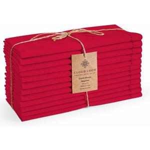 Hemstitch Cloth Dinner Napkins 100% Cotton Set of 12 - Perfect for Dining Special Occasions Wedding Holidays Christmas - Soft Durable Washable - Elegant 18x18 Inch Table Cloth Napkins Red