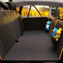 Back Seat Extender for Dogs - Large Space, Waterproof Dog Car Seat Cover for Back Seat with Hard Bottom Holds 420lbs, Upgraded Material Waterproof Pet Car Bed Dog Hammock for Car, SUV,Truck (Black)