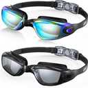 Aegend Swim Goggles, 2 Pack Swimming Goggles No Leaking Adult Men Women Youth (Aqua & Clear Black)