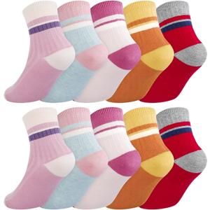 5/6/8 Girls Crew Socks, Back to School Cotton School Uniform Sock for Kids, Cute Soft Breathable Dress Socks