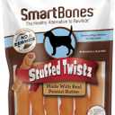 SmartBones Stuffed Twistz with Peanut Butter 6 Count, Rawhide-Free Chews for Dogs, No Artificial Preservatives or Flavors Added (SBST-00300) (EXP 03/13/28)