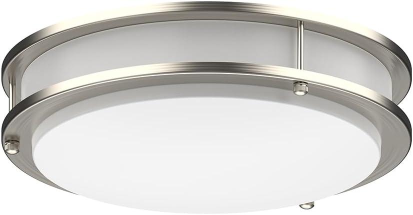 DYMOND LED Ceiling Light Fixture Flush Mount 4000K Natural Daylight Dimmable Surface Mount Brushed Nickel Ceiling Lamp for Kitchen, Hallway, Bathroom, Bedroom, Closet (14 Inch) (14 Inch)