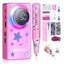 SAVILAND 50000RPM Professional Nail Drill: Rechargeable Electric Nail File 6000mAh Battery Nail Filer Electric for Manicure Pedicure Shaping & Acrylic Removal Salon Use Drill para Uas Profesional (1-pink 2025)