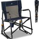 GCI Outdoor Freestyle Rocker Camping Chair | Portable Folding Rocking Chair with Solid, Durable Armrests, Drink Holder & Comfortable Backrest Indigo Blue