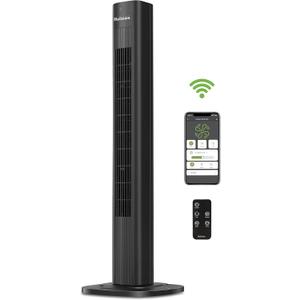 HOLMES 36" Smart WI-FI Connected Tower Fan, Alexa Fan, Voice Control, Oscillation, Digital Control Panel, Remote Control, 3 Speed Settings, 3 Modes, 15-Hour Auto-Shut Off Timer, Black Finish