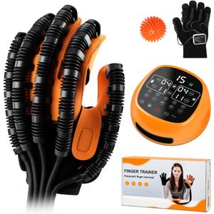 Rehabilitation Robotic Gloves for Stroke and Hemiplegia Recovery, Rechargeable Stroke Hand Recovery Device, Hand Function Training, Finger Exerciser Device for Arthritis Patients (Orange Right Hand M)