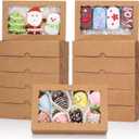 50PCS 8x5x2 Inch Bakery Boxes with Window for Chocolate Covered Strawberries, Cookies, Cakesickle, Brownies, Donut & More