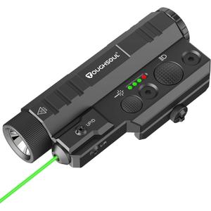 TOUGHSOUL Mlok Picatinny Tactical Flashlight Laser Sight Combo, 2400 Lumen Max Light with Momentary Strobe Function Rchargeable Battery Included (Green Laser)