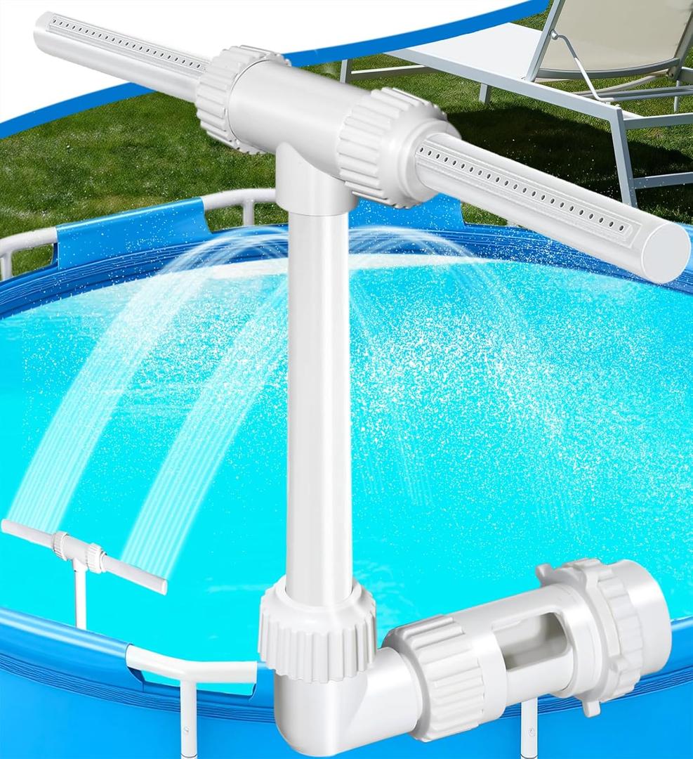 Pool Fountain for Above and In-Ground Pools, Adjustable Dual Spray Pool Waterfall Sprinkler, High-Pressure Pool Spray Fountain, Above Ground Pool Cooler