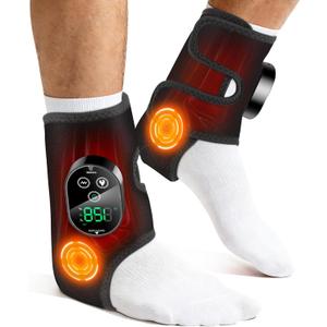 2-Pack Cordless Foot Ankle Heating Pad, Foot Ankle Massager for Pain Relief, 6 Heat Levels & 3 Vibration Modes, Feet Massager, Heated Ankles Wrap, Ideal for Home Relaxation, Daily Comfort (Black)