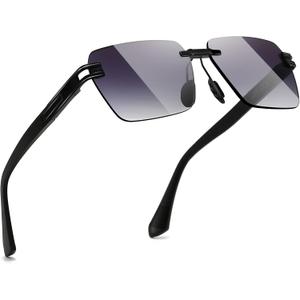SUNGAIT Rimless Rectangle Sunglasses Square Frameless Shades for Men Women Y2K Vintage UV Protection