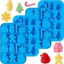 Sidosir 4 Pack Christmas Chocolate Silicone Molds, Christmas Tree Snowflake Cane Gingerbread Man Snowman Santa Claus Shape Mold Candy for Make Various Christmas-themed Foods