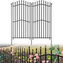 8 Panels Tall No Dig Garden Fence - 48in H x 18ft L, Reinforced Square Tube Rustproof Animal Barrier, Decorative Metal Fencing for Dog Pet Play Areas Yard & Outdoor