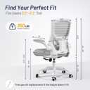 Office Chair for Long Hours & Back Pain Relief 4" Molded Foam Cushion, Padded Lumbar Support, and Padded Flip-up Armrests, Ideal for Office or Study, Light Gray