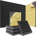 Sonicism Sound Proof Foam Panels for Walls 64 Pack Self-Adhesive 2"X12"X12"