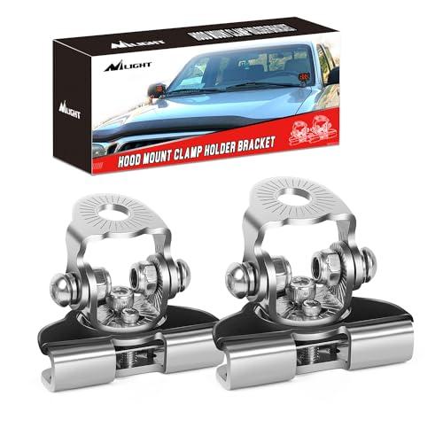 Nilight LED Light Bar Mounting Bracket 2PCS Universal Adjustable Pillar Hood Work Lamp Mount Clamp Holder for Off-Road Truck SUV, Silver-2