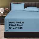 Royale Linens Extra Deep Pocket Queen Fitted Sheet Only-Queen Size Deep Pocket Lake Blue Fitted Sheet- Fits 18 inch to 24 inch Thick Mattress- Soft & Breathable Elastic Sheets (60x80 Inches,Lake Blue)