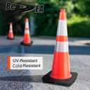 (8 Cones) BESEA 28 inch Orange PVC Traffic Cones, Black Base Construction Safety Cones Road Parking Cone Structurally Stable Wearproof (28" Height)