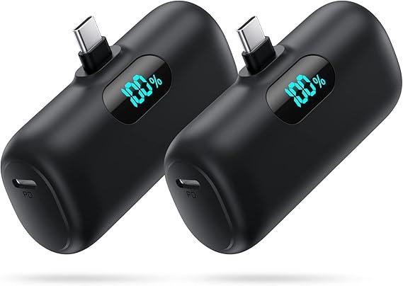 Mini Portable USB-C Power Bank 2 Phone Charges 5000 mAh