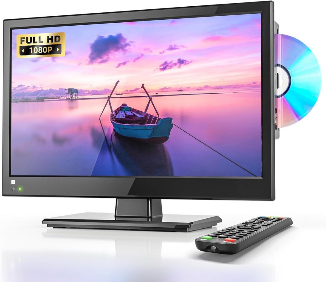 Desobry 16 INCH TV with DVD Player Built in 1080P LCD TV DVD Player Combo with HDMI USB Monitor for Home, Kitchen, RV Camper, or Office,RV TV