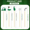 Aodaer 200 Pieces Golf Cocktail Picks for Appetizers 4.7 Inch Golf Themed Decorative End Fruit Toothpicks Skewers Bamboo Cocktail Picks for Sports Catered Events Buffet Party Supplies, Green