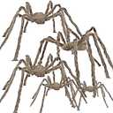 wymulot Halloween Giant Brown Spider 5 Pack 5Ft 4Ft 3.2Ft 2.5Ft 2 Ft Realistic Large Scary Hairy Spiders Sets for Halloween Decorations Indoor Outdoor and Yard Creepy Decor