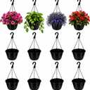 12 Pcs 10 Inch Modern Euro Swirl Plastic Hanging Baskets, Black
